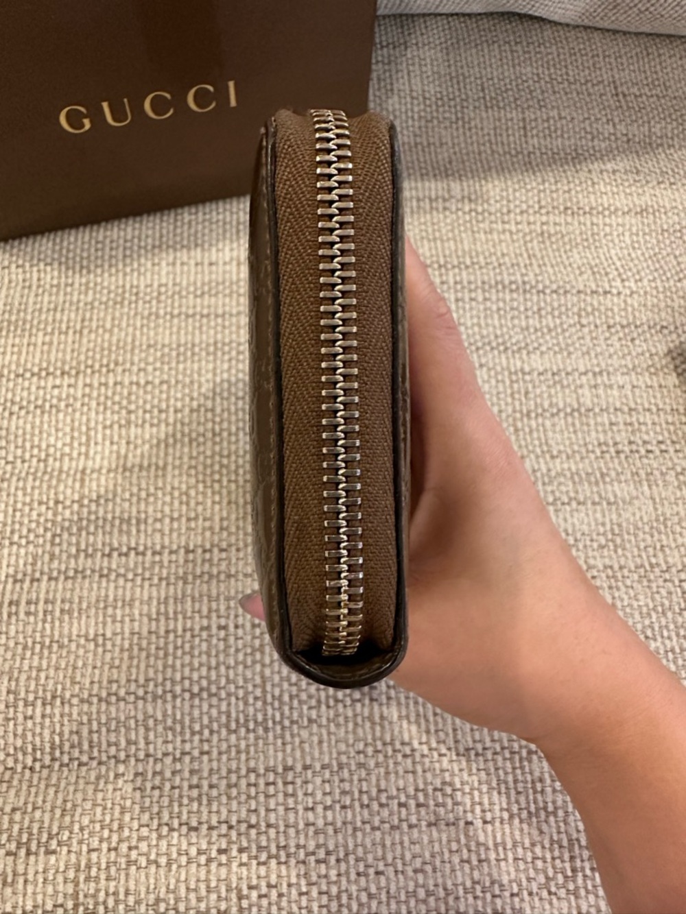 Gucci Microguccissima Patent Leather Zip Around Wallet In Bronze - Picture 5 of 11